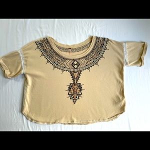 Free People top, tan with Tribal-type design
